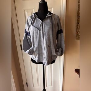 Under Armour Women’s Heather Gray Hoodie with Navy Stripes